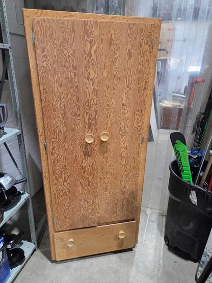 Vintage Wooden Double-Door Wardrobe