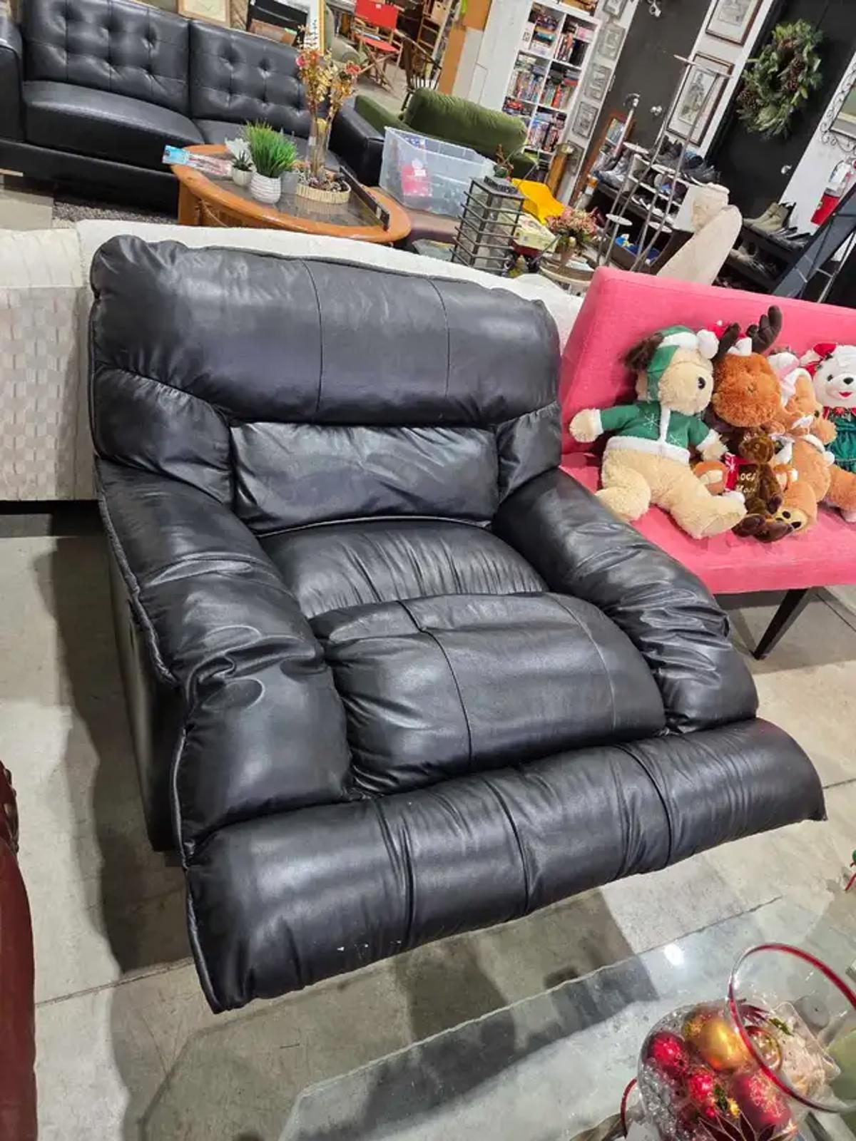 Black Leather Recliner Armchair