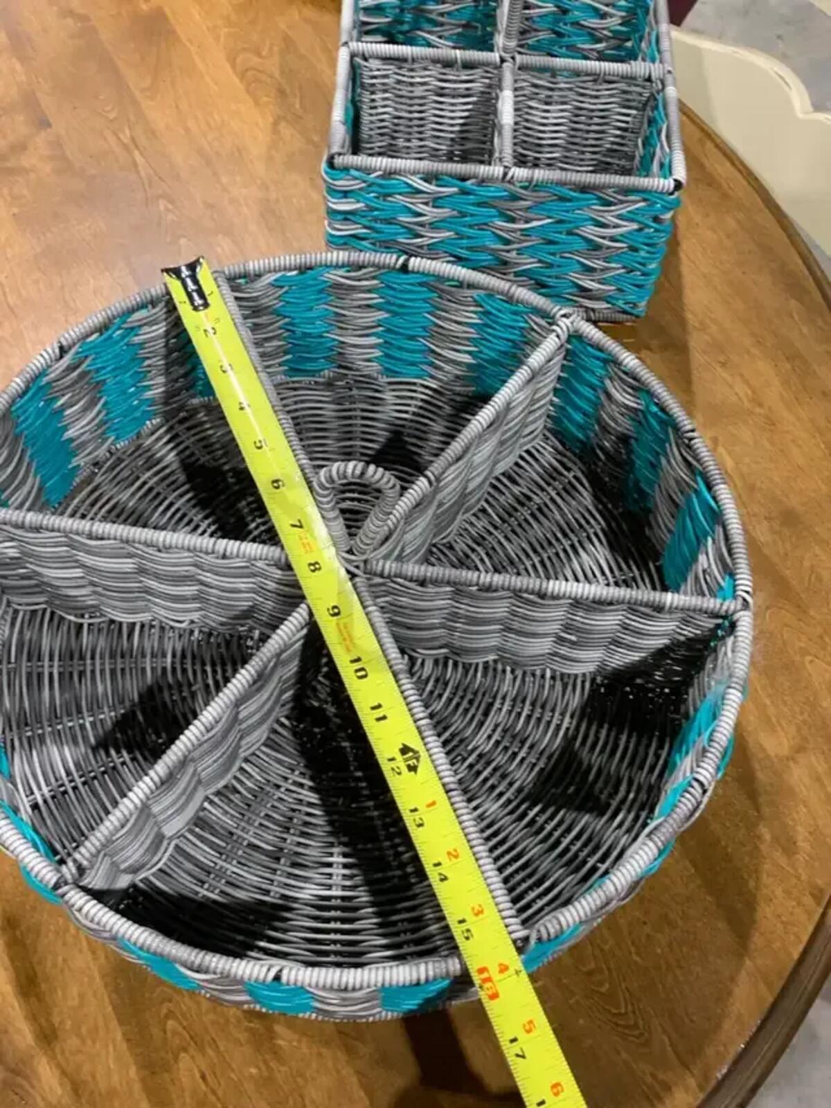 Blue and Grey Wicker Garden organizer set of 2