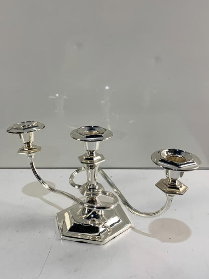 Vintage silver steel ornate candlestick holder 3 Arm Candle Holder