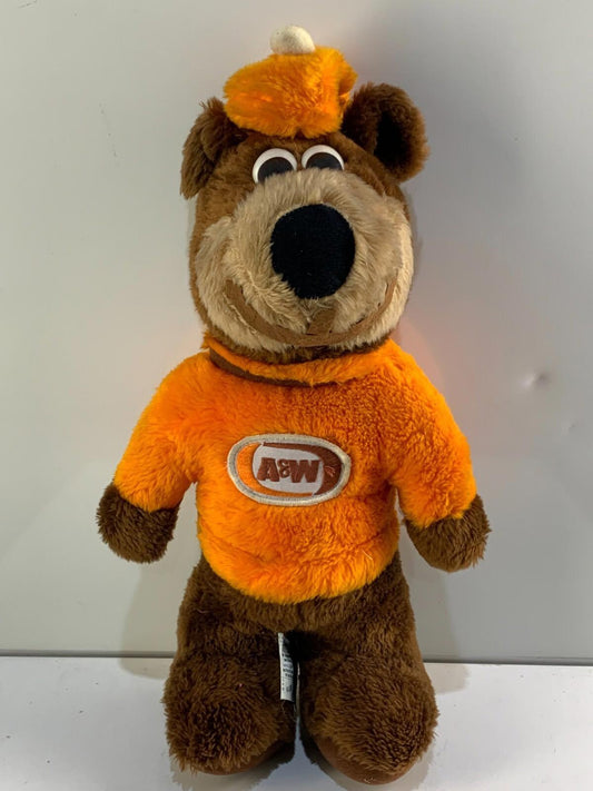 VINTAGE A & W Bear Plush toy Stuffed Animal Root Beer 1970's felt mouth