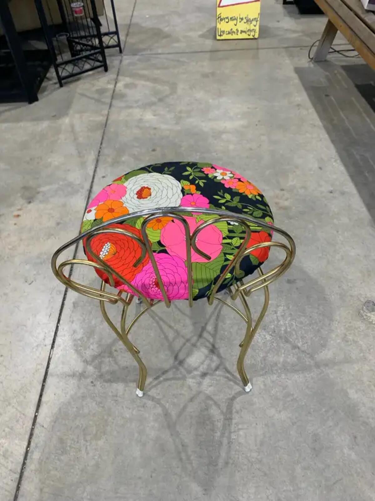 Vintage Floral Vanity Stool
