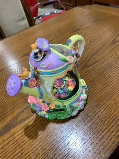 Music Easter Bunny Teapot Figurine