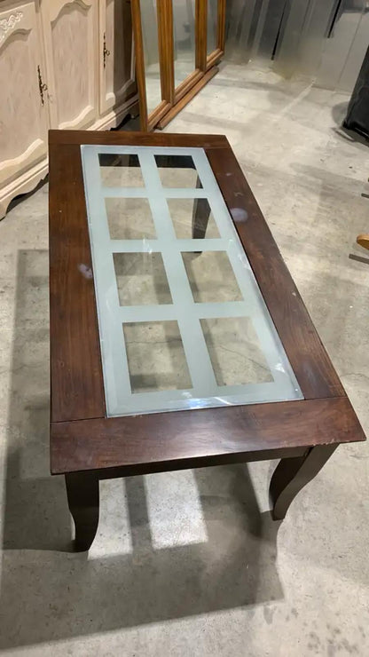 Frosted Glass Wooden Coffee Table