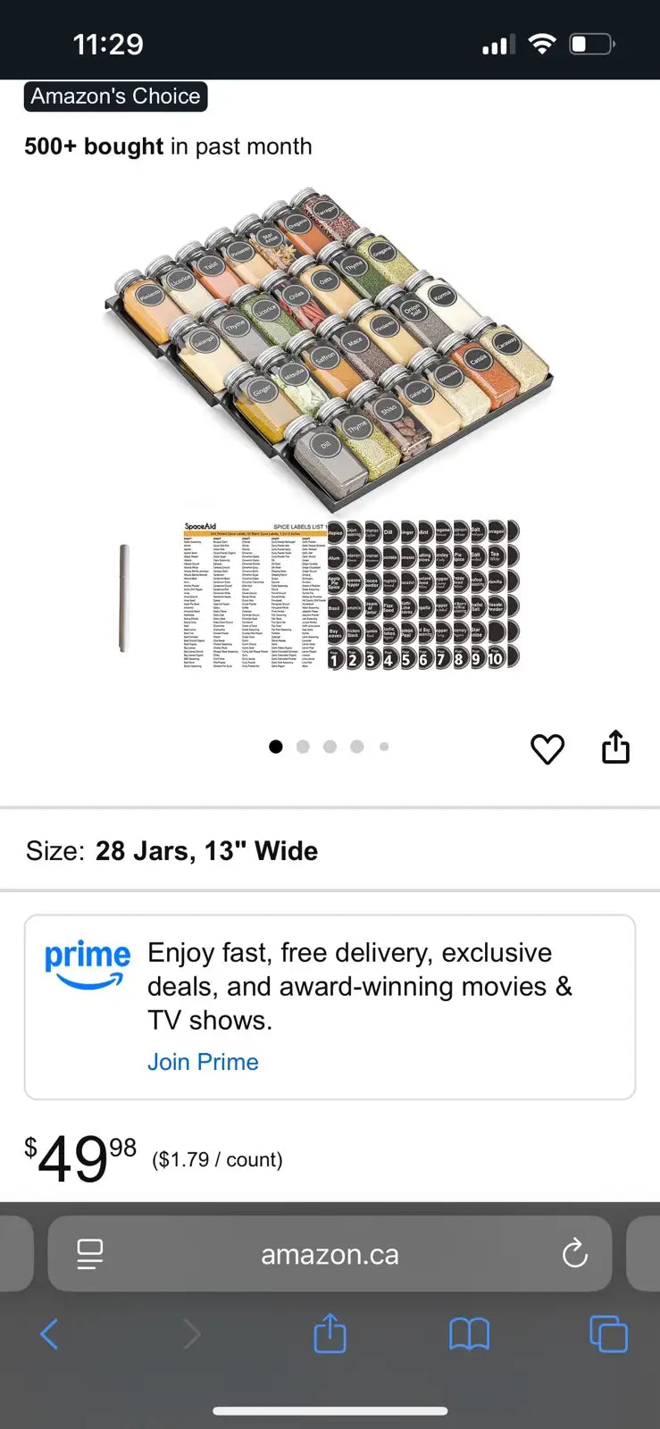 SpaceAid Spice Drawer Organizer with 28 Spice Jars, 4 Tier Seas