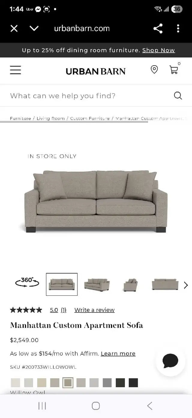 Urban Barn Custom Manhattan Sofa