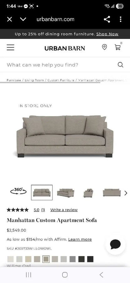 Urban Barn Custom Manhattan Sofa