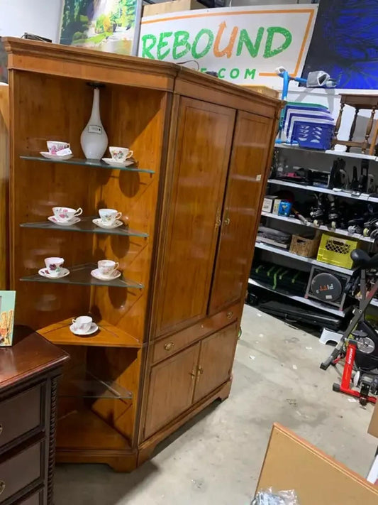 Wooden Corner Display Cabinet with TV Hutch - Drexel Heritage