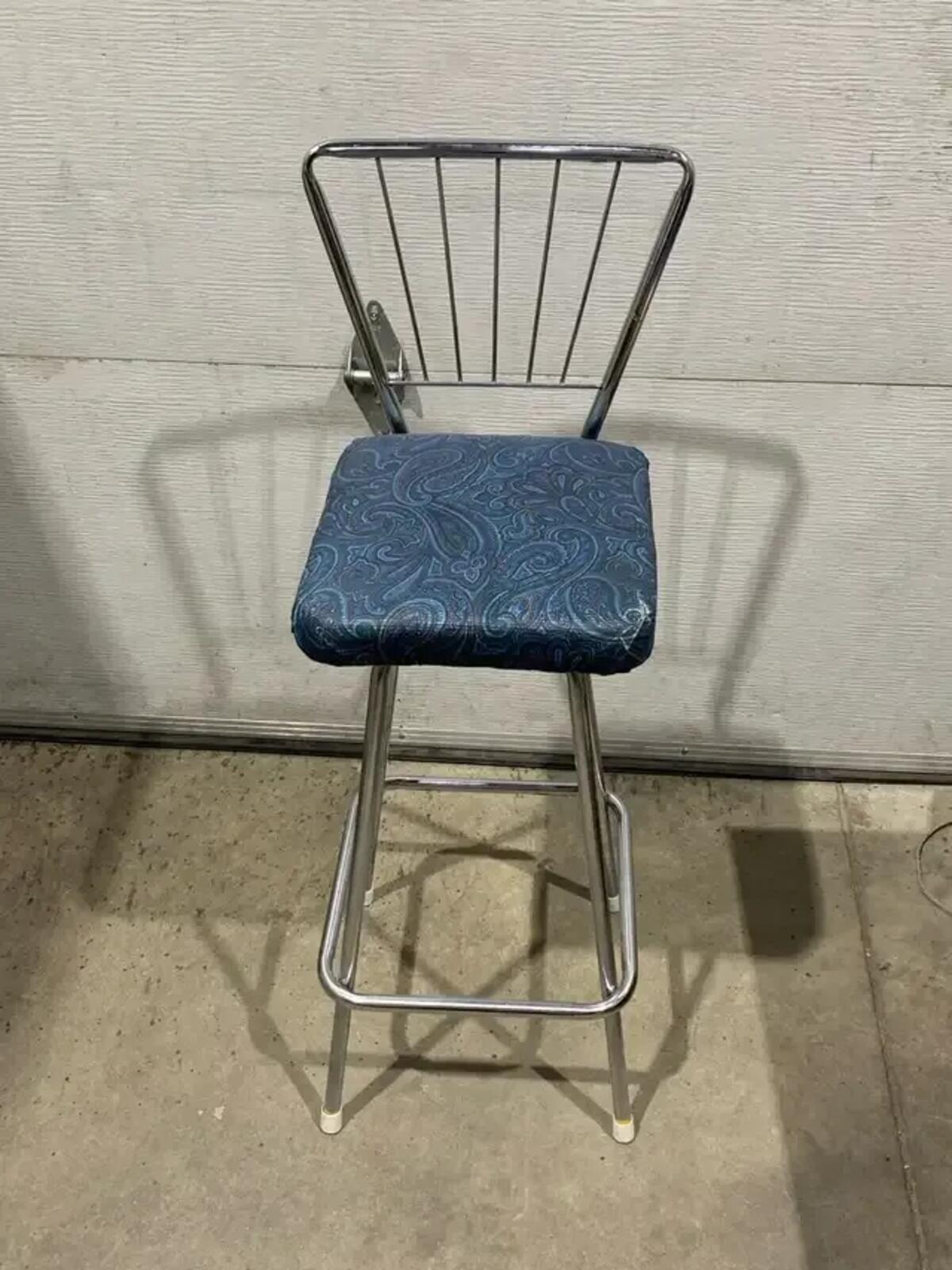 Vintage Chrome Swivel Seat Bar Stool