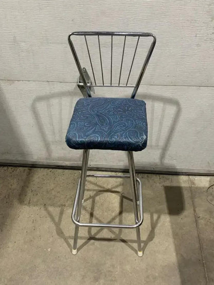 Vintage Chrome Swivel Seat Bar Stool