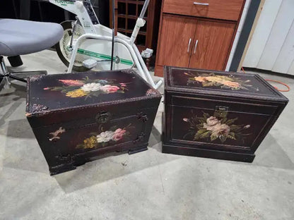 Vintage Painted Floral Storage Chests