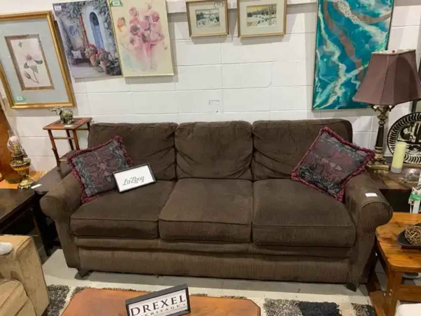 La-Z-Boy Brown Corduroy Sofa