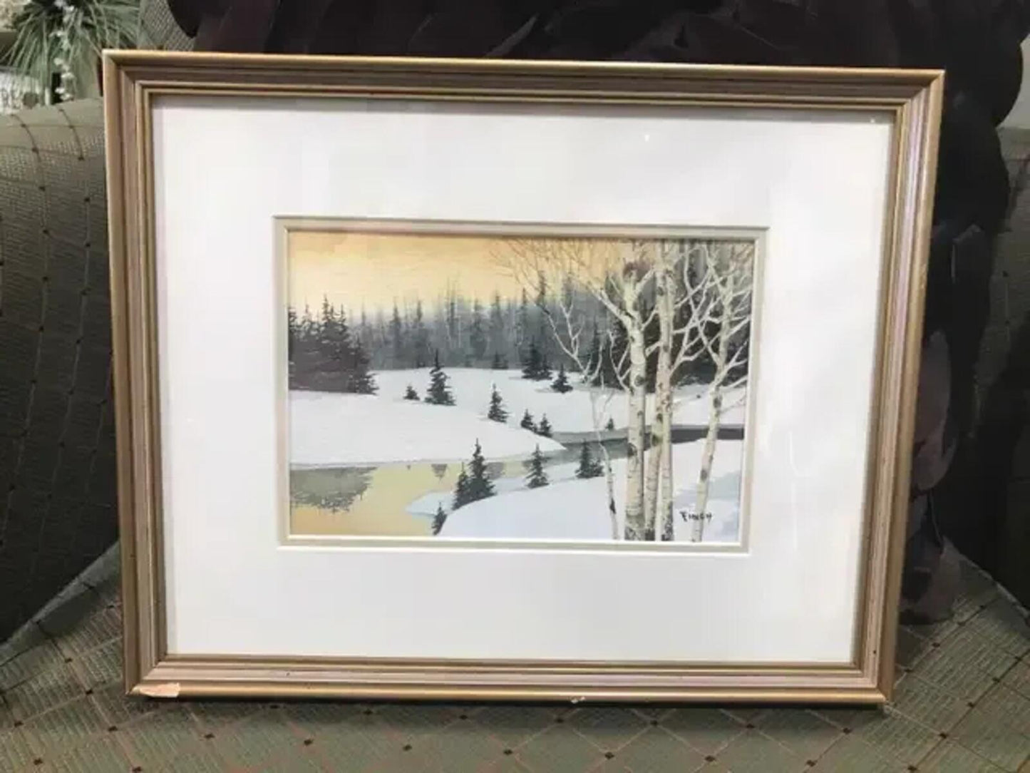 Winter Landscape Ron Finch Watercolour Painting 22x12