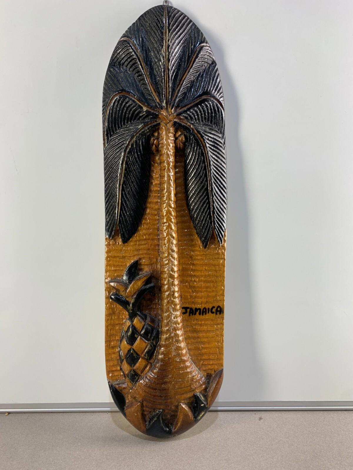 Wood Carved Palm Tree Jamaica Art