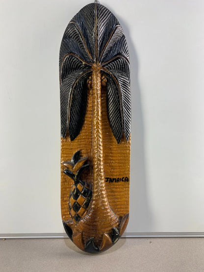 Wood Carved Palm Tree Jamaica Art