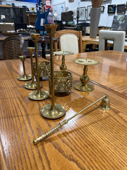 Set of 9 pieces, Brass Candlesticks