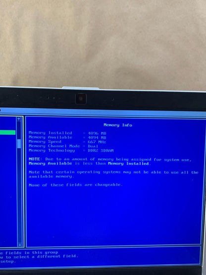 Dell XPS M1330 Core 2 Duo 2GHz, 4GB RAM Boots To BIOS Good Screen