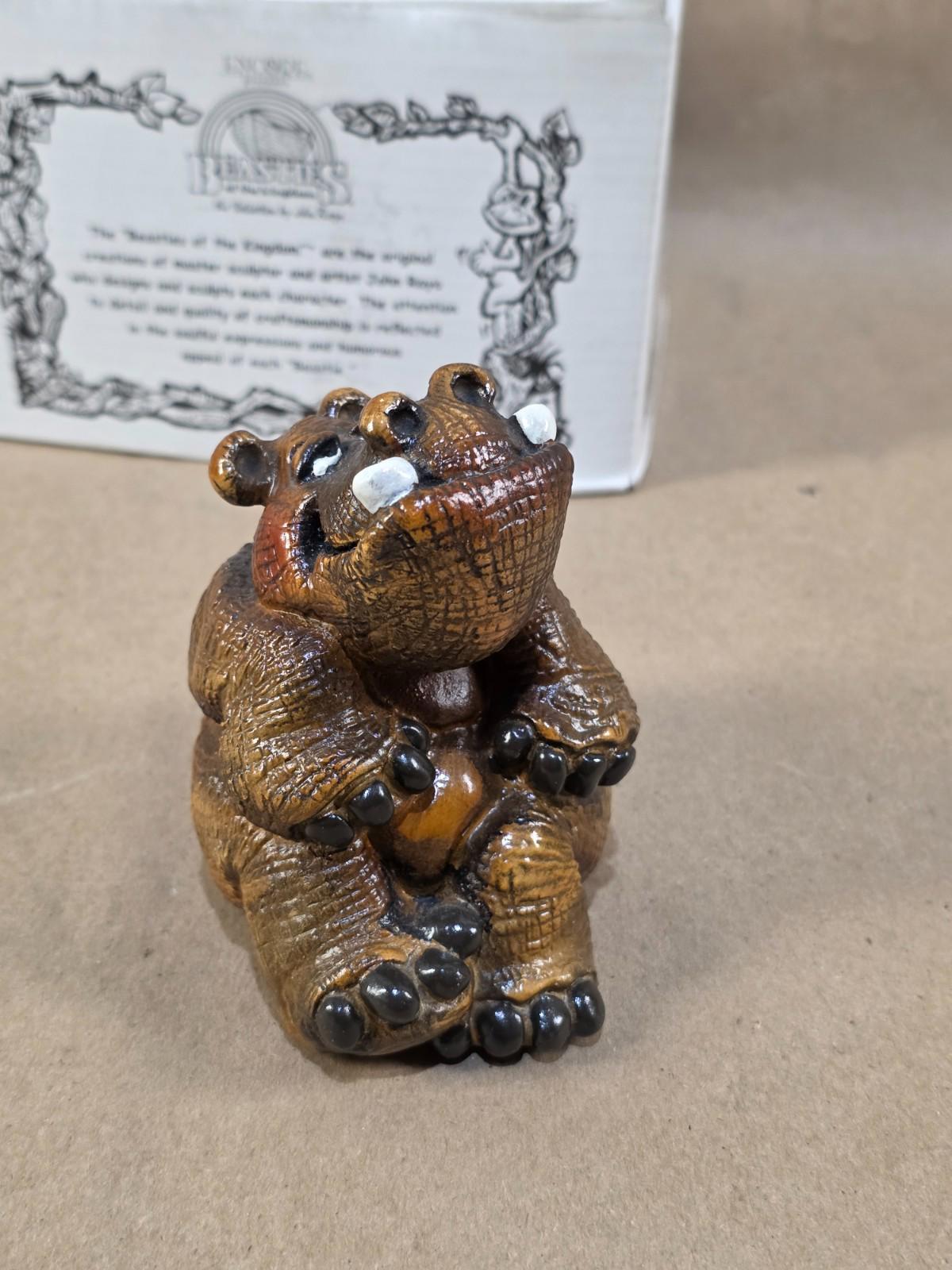 Vintage John Rays Beasties Kingdom Hugo Hippo 1987 Resin Figurine Hippopotamus