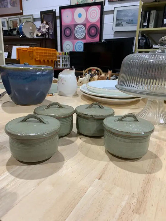 4 Small Stoneware Pots