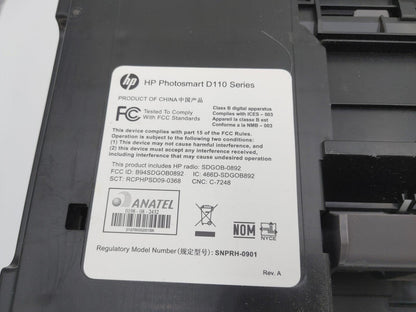 Good Condition HP Photosmart D110 All-In-One Printer Black Untested