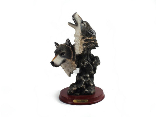 Wolf Double Bust Statue By Roberto Leonardo - Howl & Prowl Wolf Pack