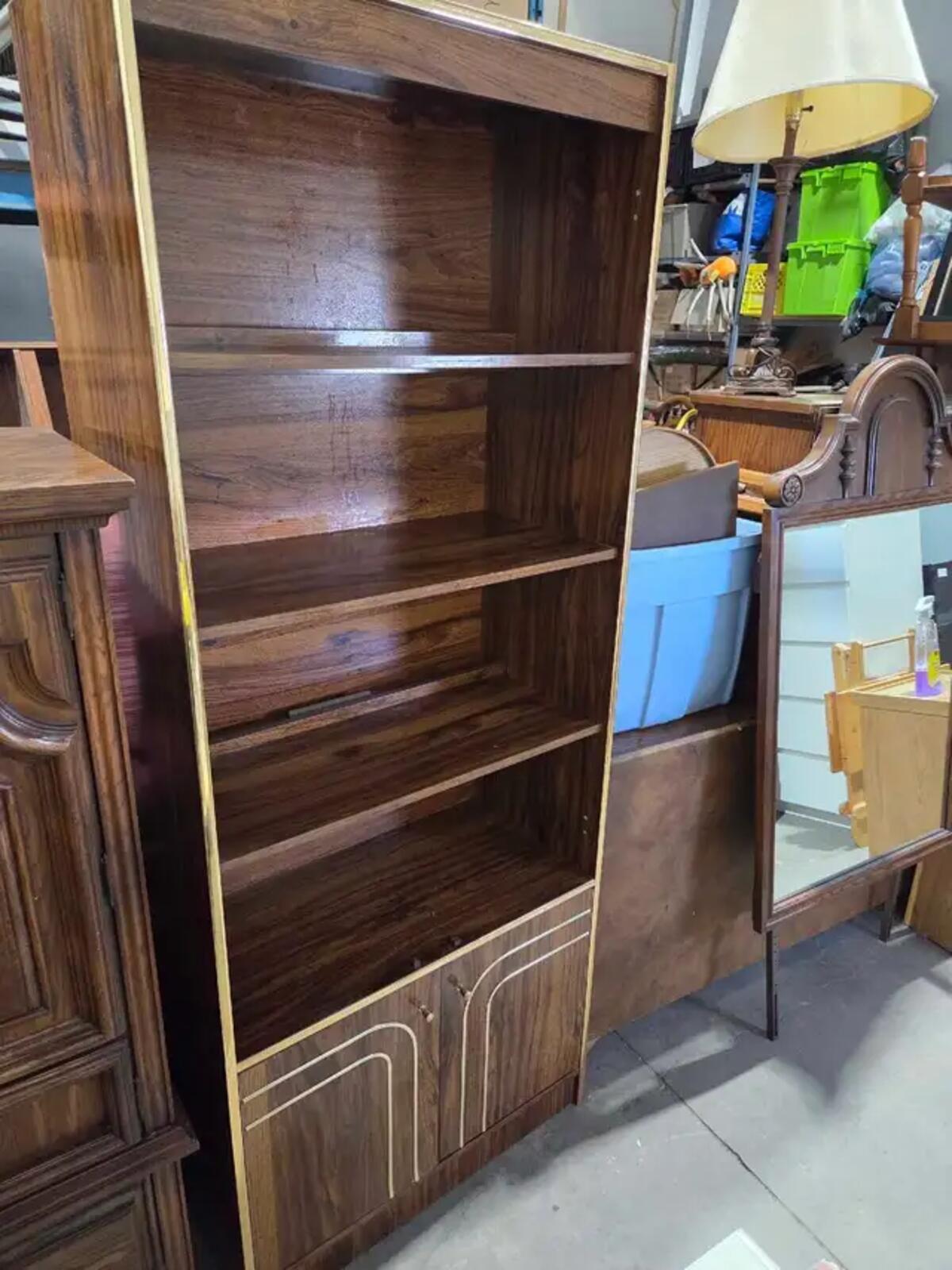 Vintage Wood Veneer Bookcase