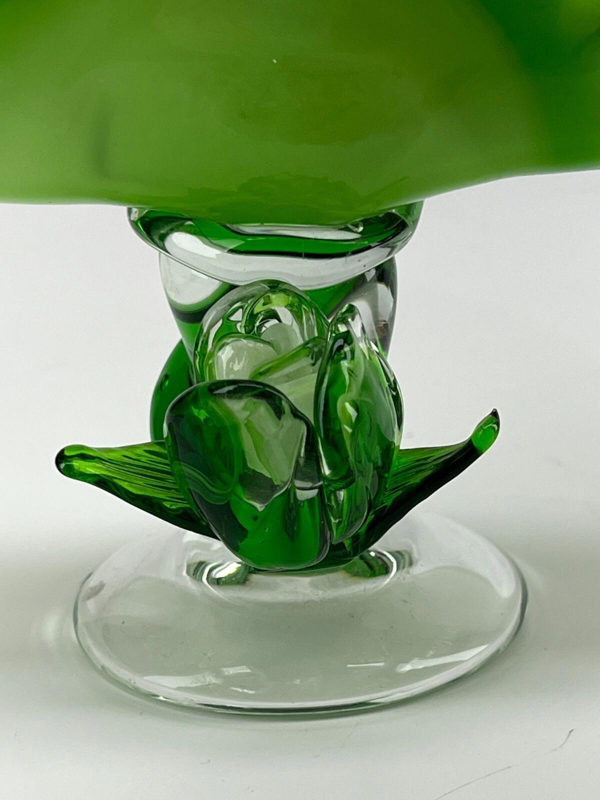 Mid-Century Murano Table Cloth Holder - Green Glass