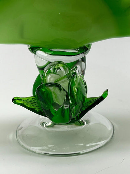 Mid-Century Murano Table Cloth Holder - Green Glass