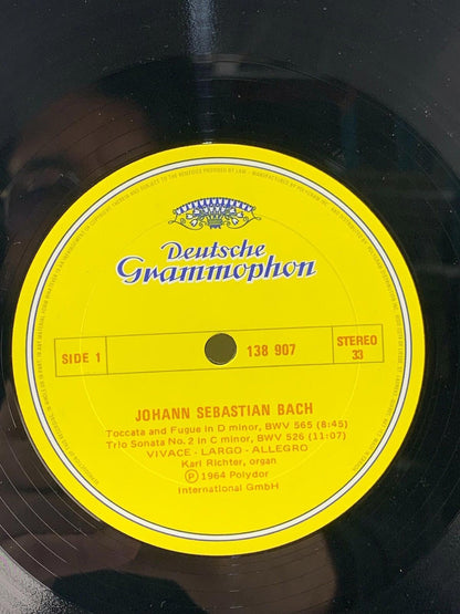 SLPM 138907 KARL RICHTER - JS BACH organ works DGG red stereo tulip LP EX+