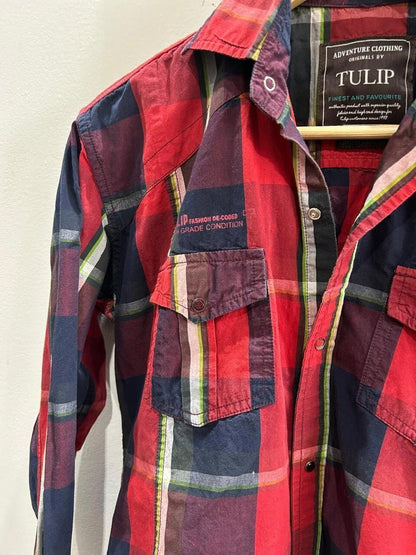 Tulip Contemporary Fit Red Plaid Shirt Women's Size S