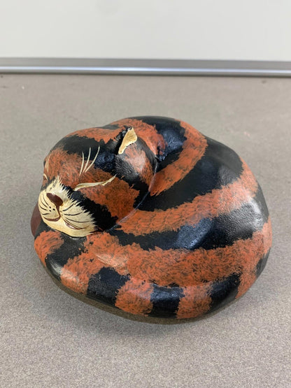 Hand Carved Hand Painted Wooden Cat
