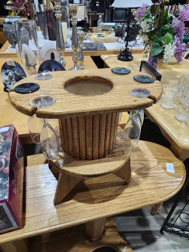 Vintage Wooden Wine Serving Rack