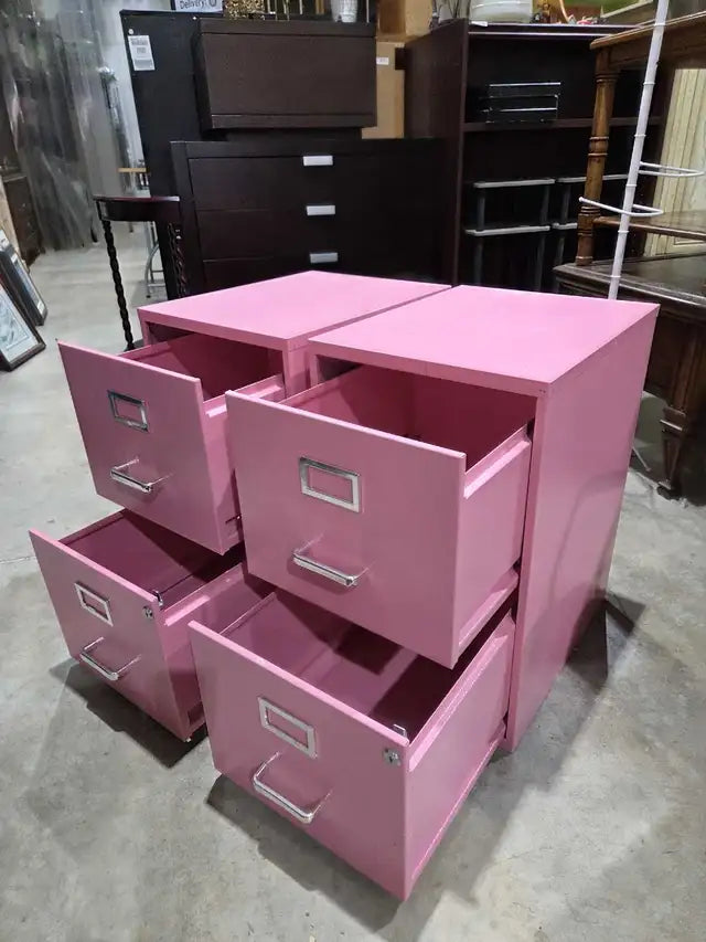 Pink Metal Filing Cabinet - 2 Available
