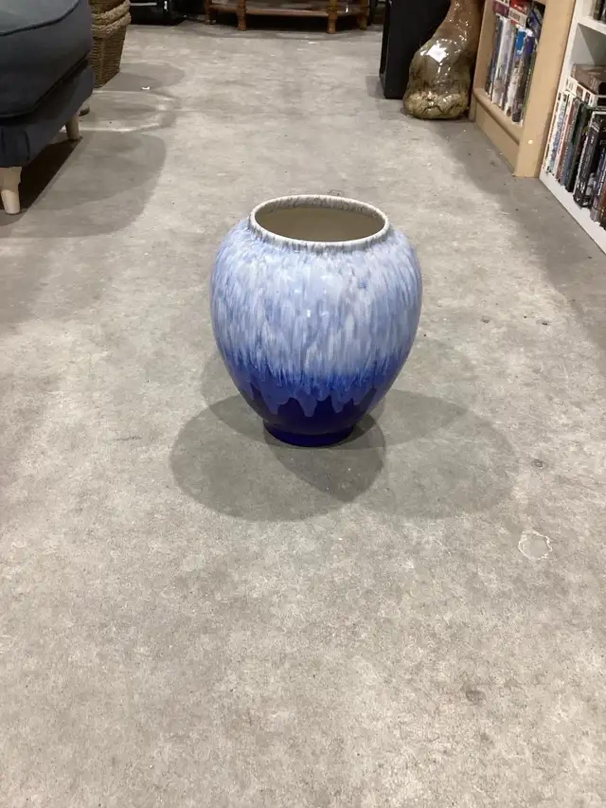 Large Blue Ombré Ceramic Vase