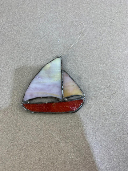 Hand made Stained Glass Sailboat Suncatcher