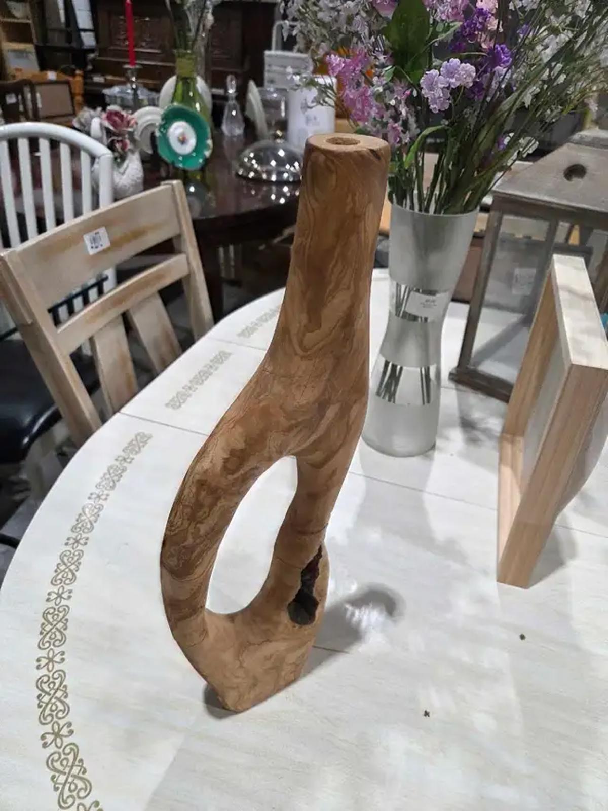 Handcarved Wooden Abstract Vase/Sculpture