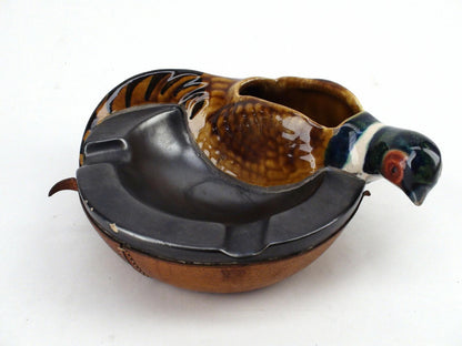 Vintage Longchamp Quail Ashtray - Leather Bottom, Made In France - Rare