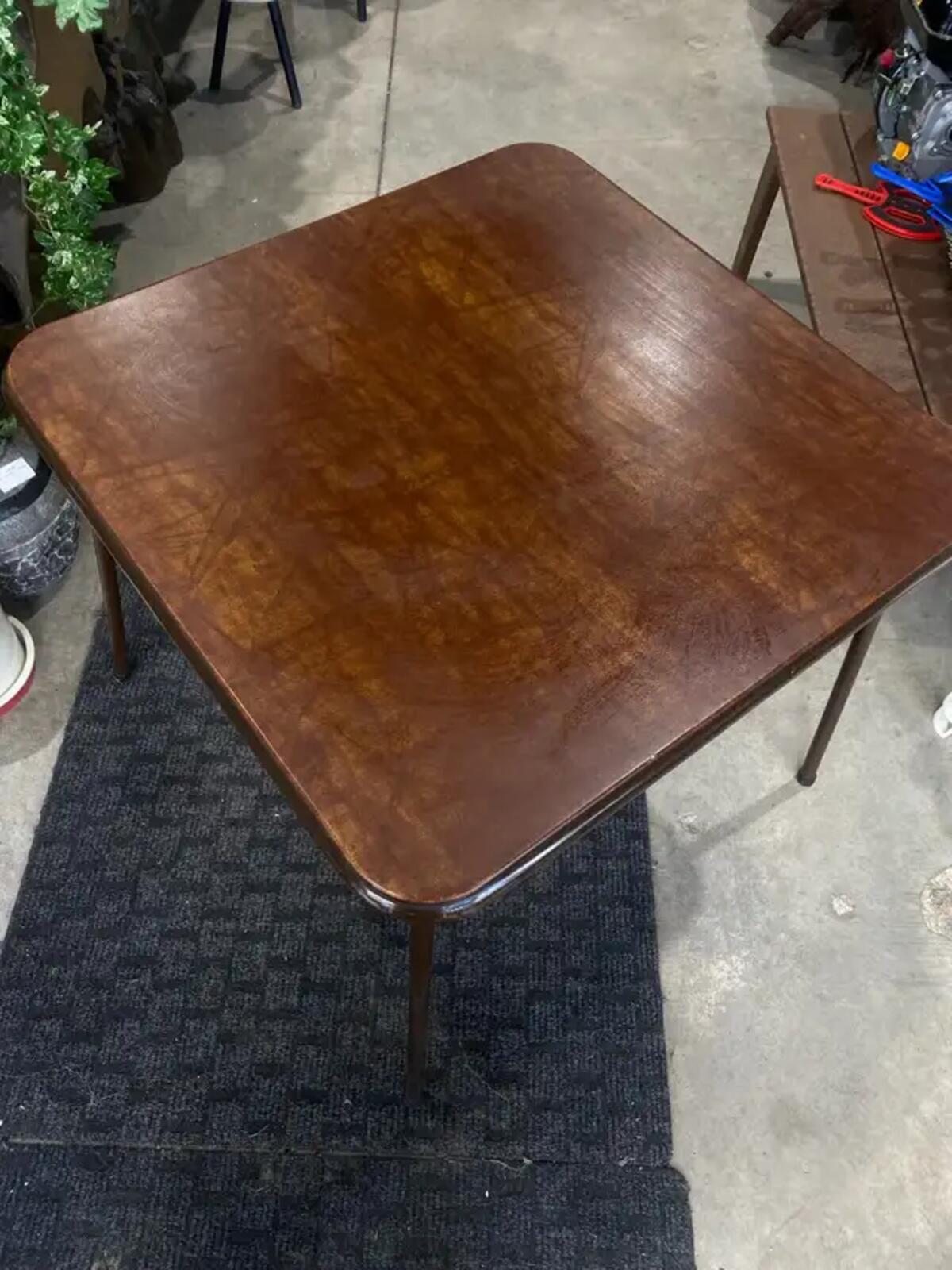 Faux Leather Top Brown Folding Table