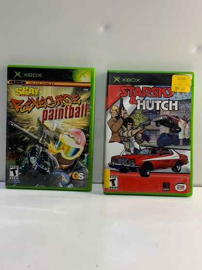 Lot of 2 Xbox games, Starsky and Hutch & Splat Magazine Renegade Paintball