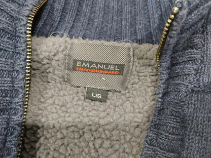 Good Condition Emanuel Emanuel Ungaro Blue/Grey Cotton Sweater Size L