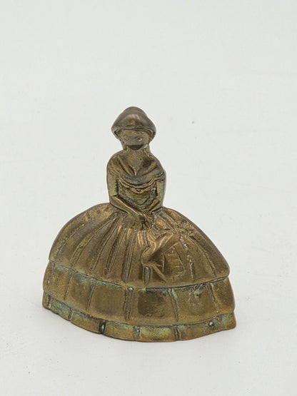 Vintage Brass Crinoline Lady Bell: Rustic Mid Century Dinner Bell - England