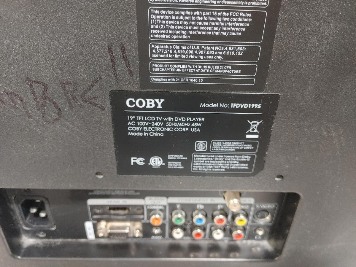 Good Condition Coby 19inch TFT LCD TV w/ DVD Player Model TFDVD1995 Black Works