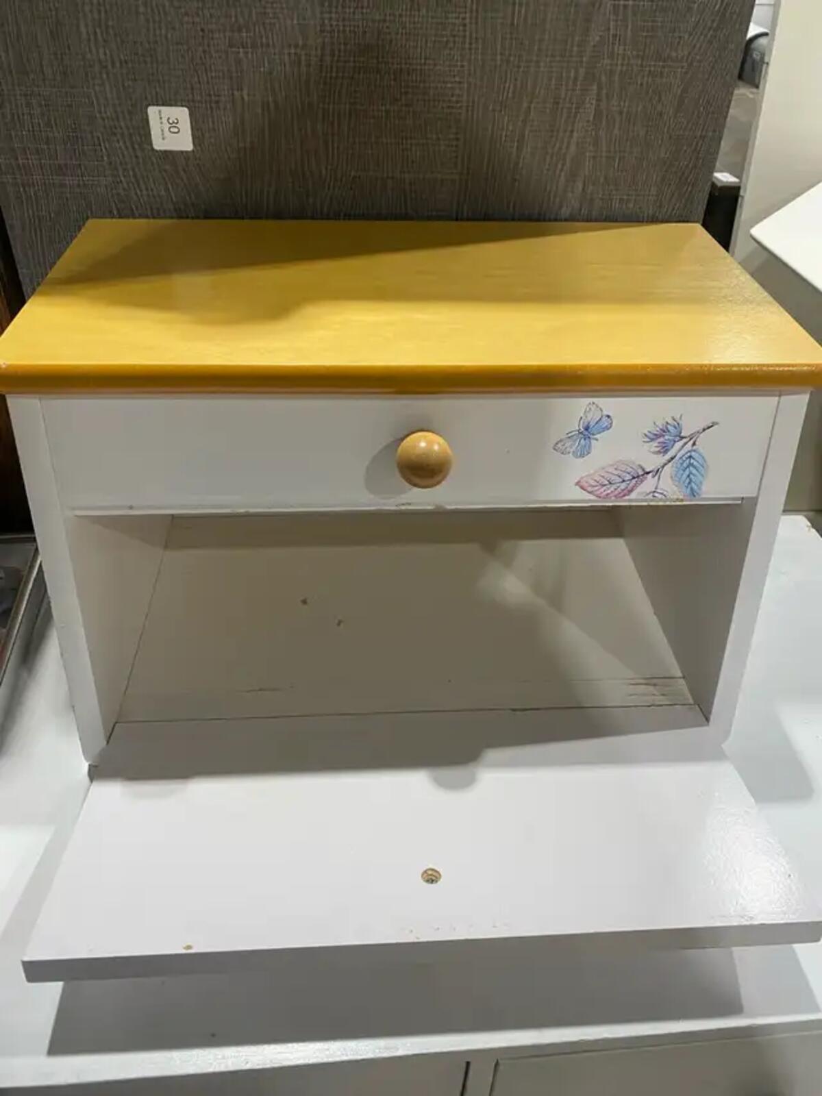 Whimsical Butterfly & Floral Wooden Breadbox / Storage