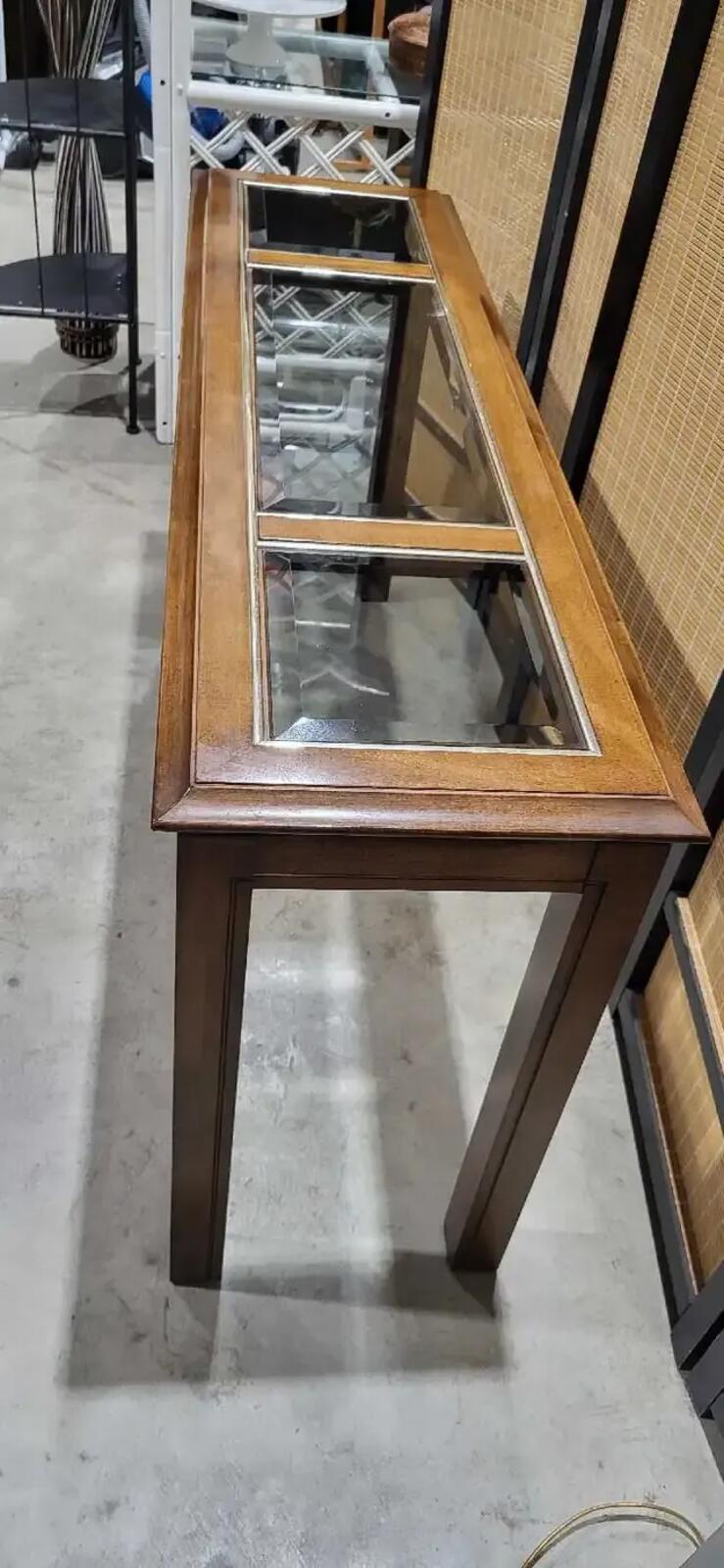 Solid Wood Console Table with Glass Inserts