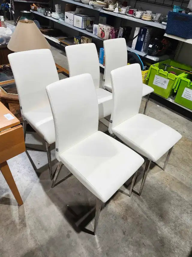 F2 White Dining Chairs - 5 available