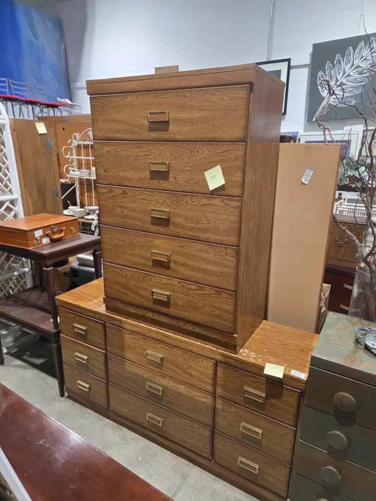 Oak Effect Dresser Set