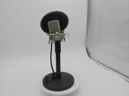 Excellent Condition MXL 990 Microphone Silver Untested + Stand & Pop Filter