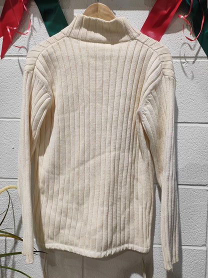 JACKPOT by CARLI GRY Vintage White 1/4 Zip Knit Pullover