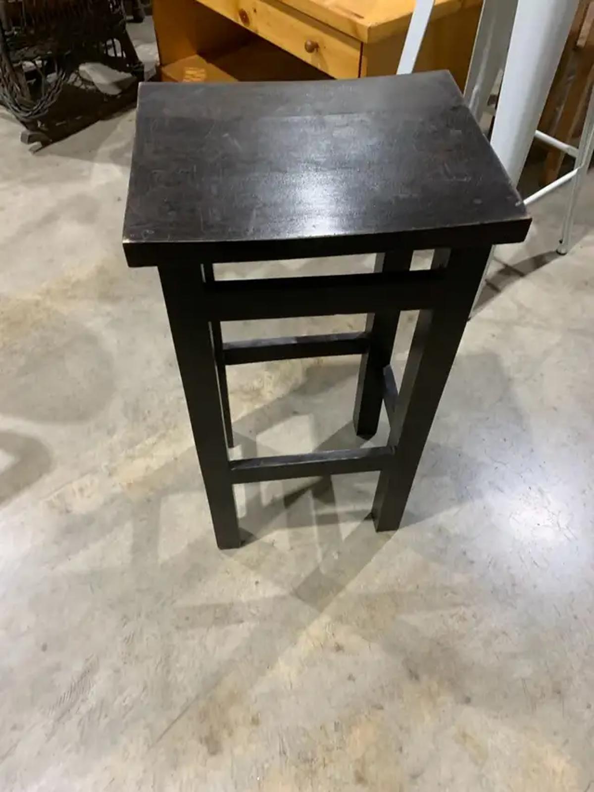Rustic Wooden Bar Stool - Black