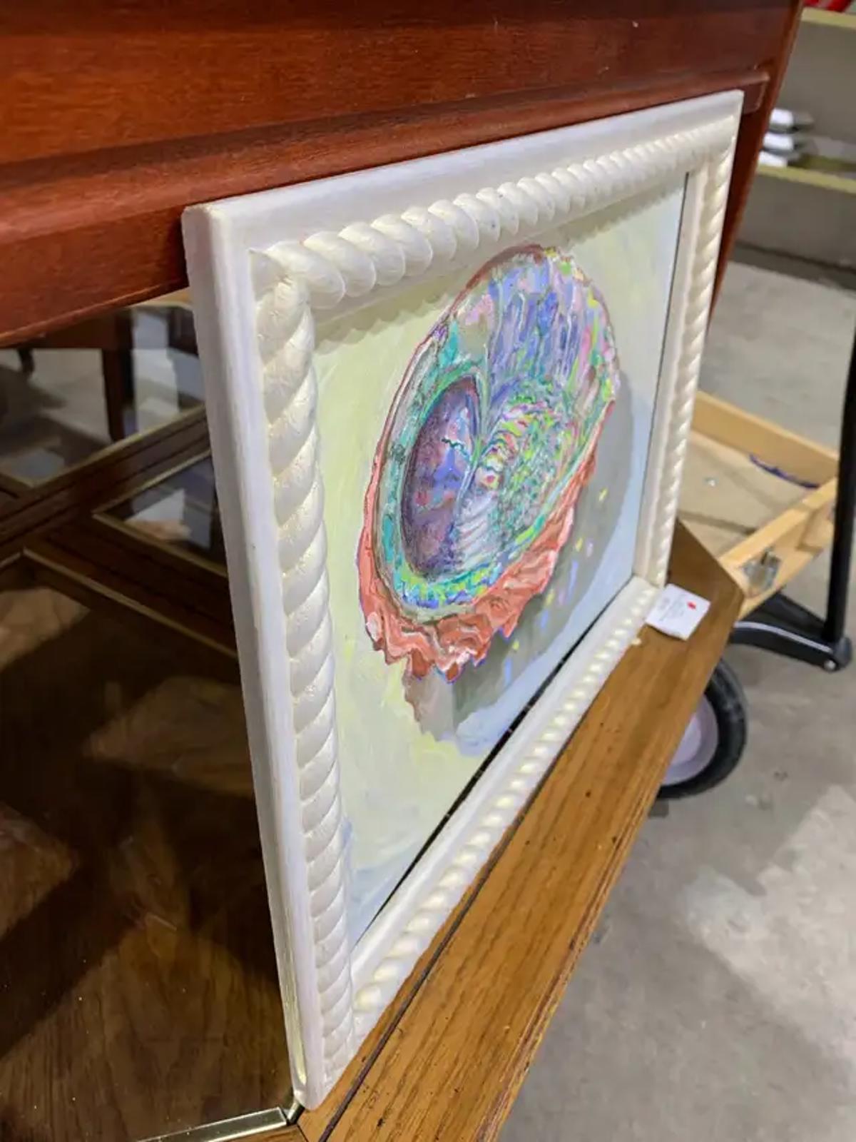 Framed acrylic shell painting